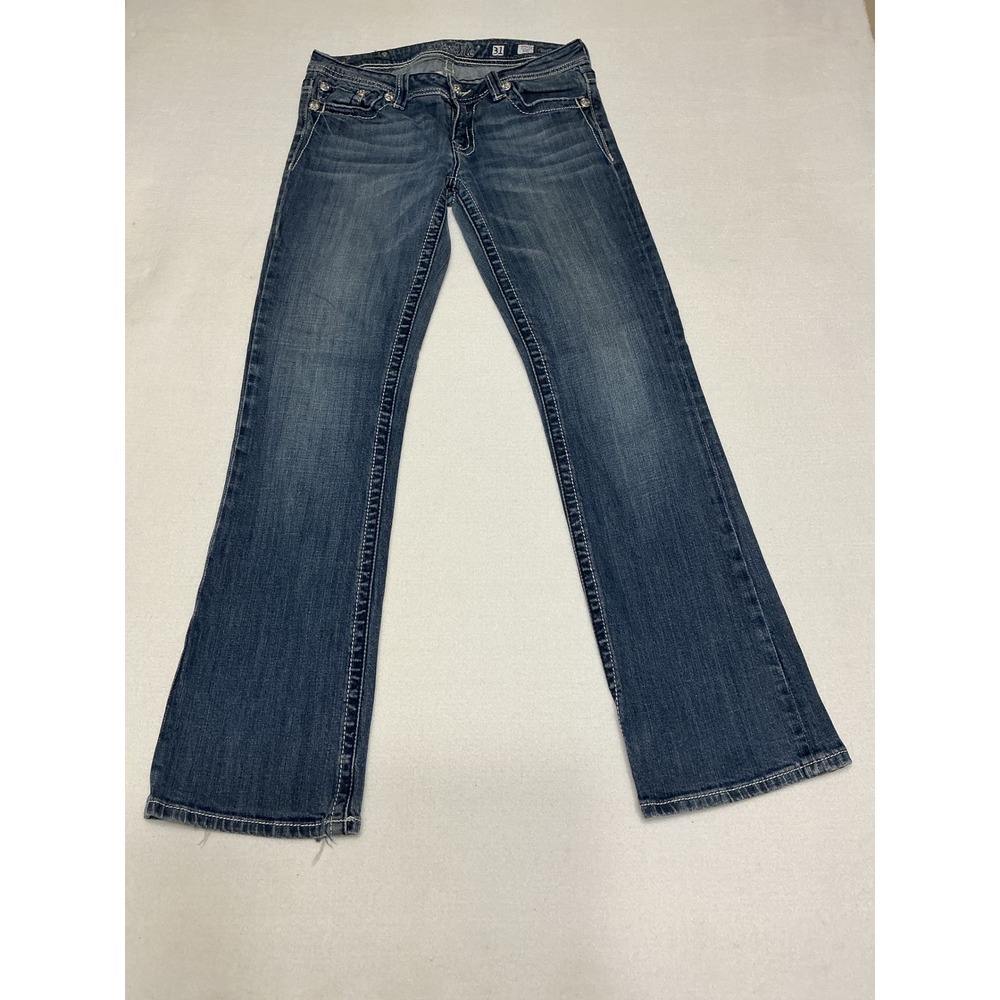 Miss Me Jeans Women 31 Bootcut Dark Wash Embroidered Rhinestone JP5033R